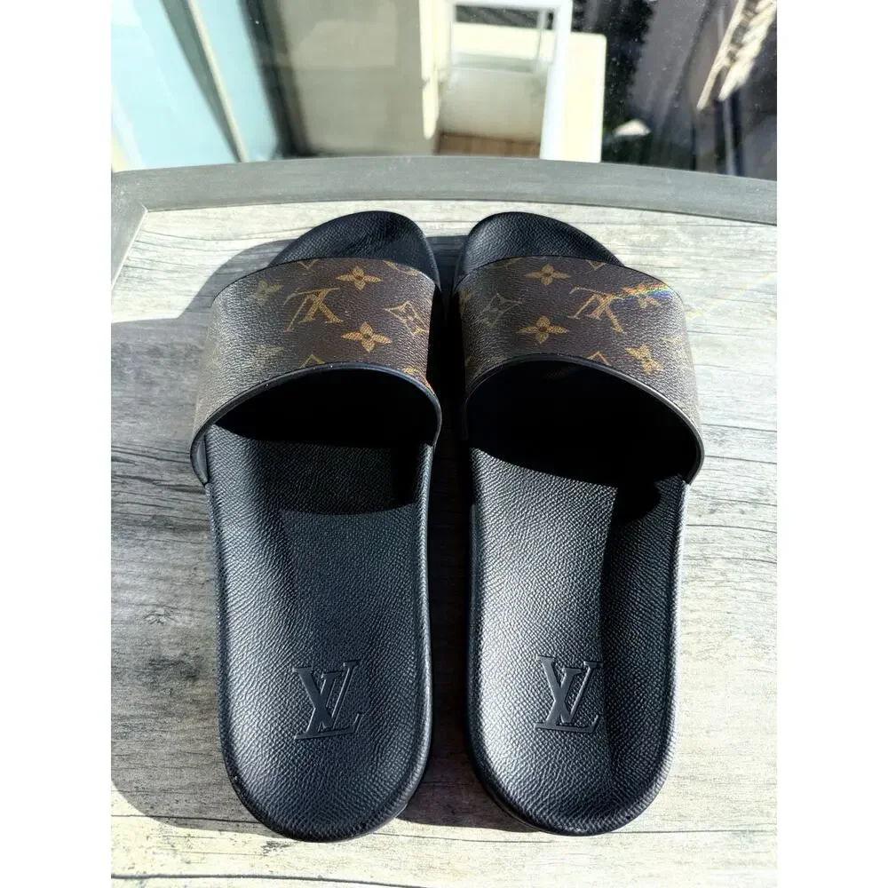 Louis Vuitton Waterfront Mule Monogram Canvas Black Slides Sandals Mens 7.5 W 10